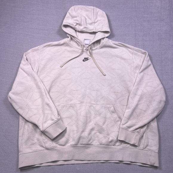 Nike Other - Nike Mens Beige All Over Print Swoosh Casual Wear Pullover Hoodie‎ Size 3XL